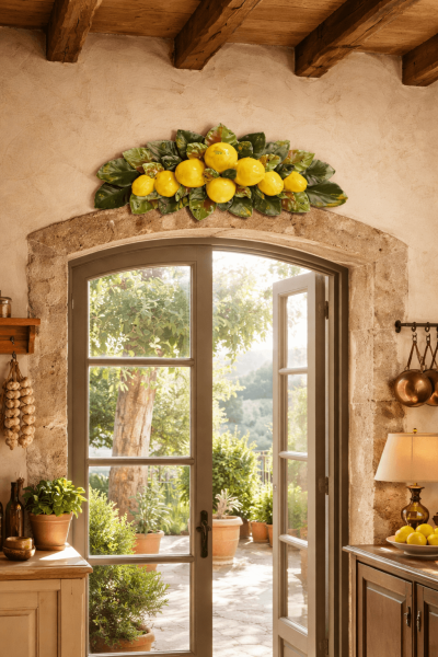 Handgefertigte Soprafinestre Keramik-Wanddekoration mit Zitronen – Mediterrane Handwerkskunst aus Italien